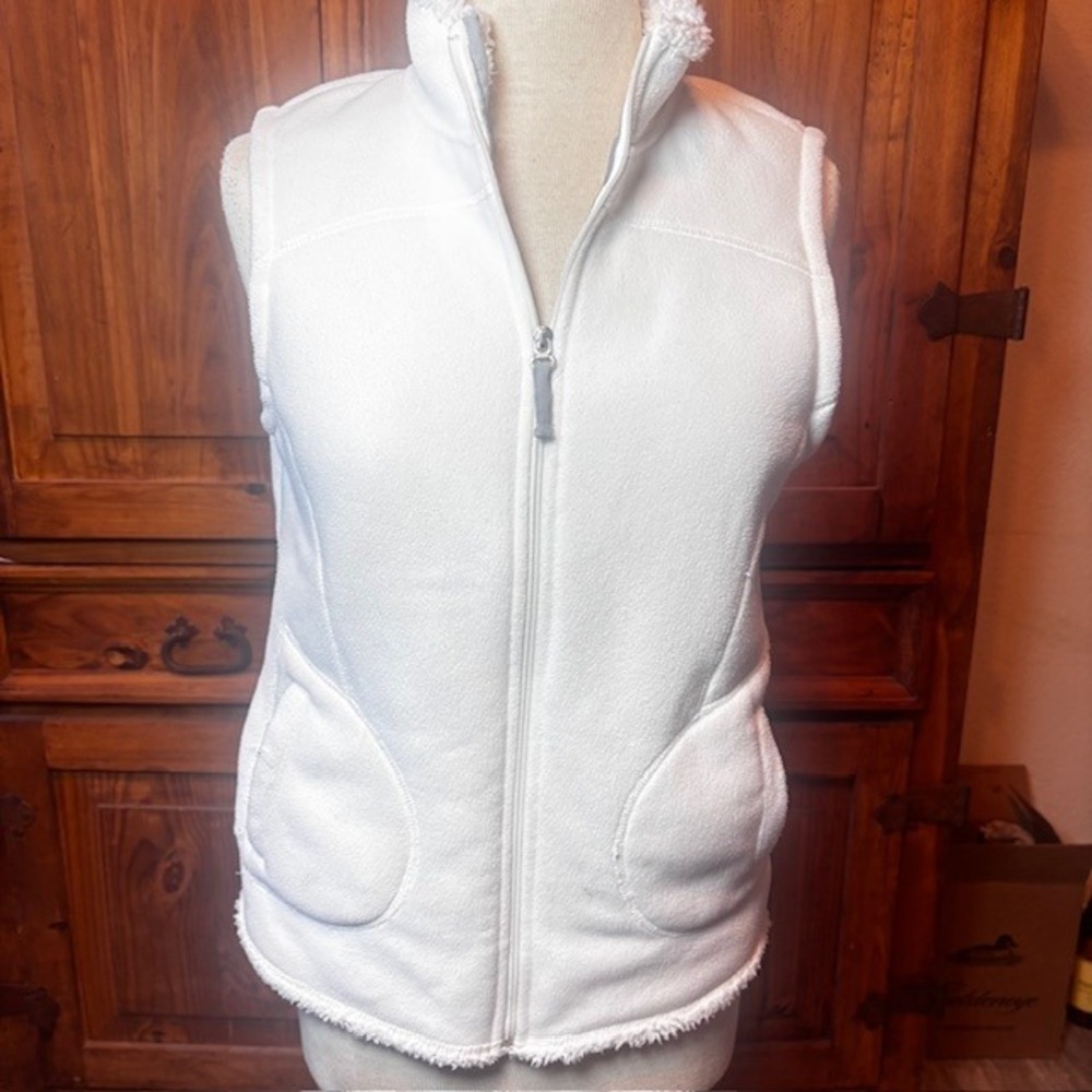 NYL New York Laundry Womens White Sherpa Lined Fleece Vest Size S
